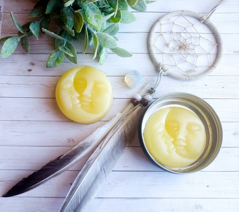 Solid Lotion Bar with Shea Butter, Spring Goddess Moon Face Lotion Bar 3 oz